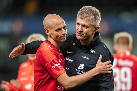 Ruben Kristiansen and Lars Arne Nilsen, head coach of Brann