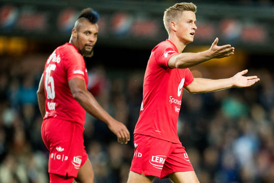Bismar Acosta and Thomas Grøgaard of Brann