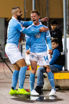 Malmö FFs Anders Christiansen och Guillermo Molins jublar