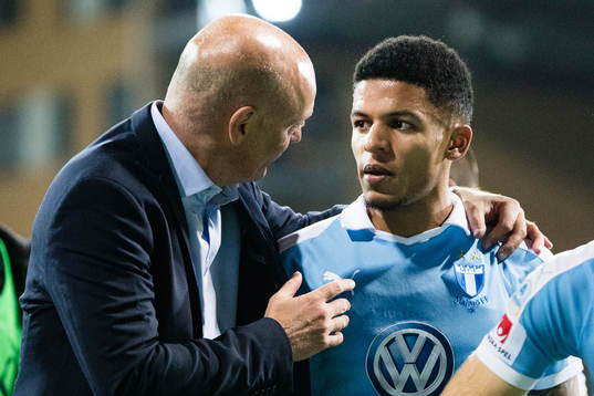 Malmö FFs tränare Uwe Rösler och Malmö FFs Romain Gall