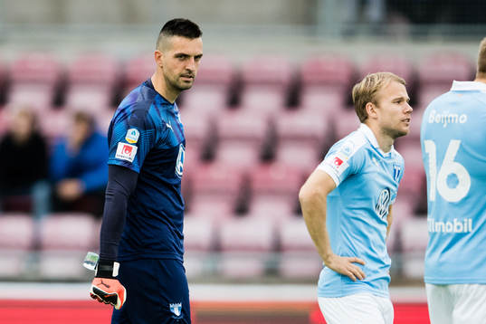 Malmö FFs målvakt Dusan Melicharek och Oscar Lewicki
