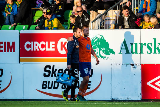 Oddbjørn Lie of Aalesund in pain