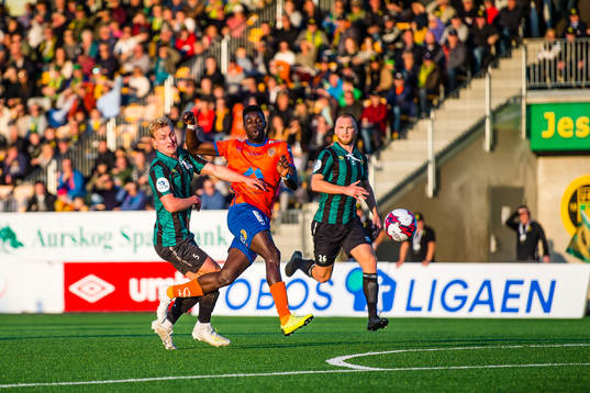 Pape Habib Gueye of Aalesund scores the 0-1 goal
