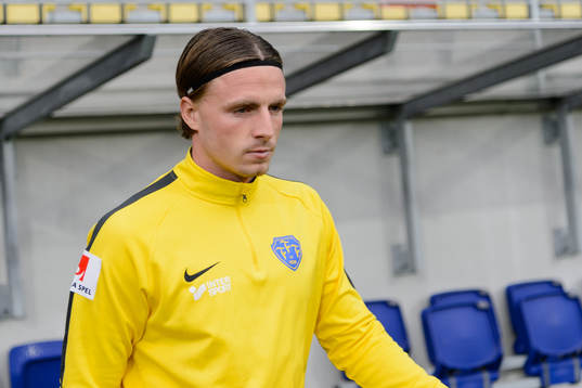 Falkenbergs Carl Johansson före fotbollsmatchen i