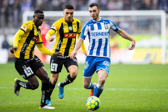 Häckens Godswill Ekpolo och Ahmed Yasin mot IFK Göteborgs