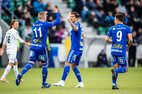Sundsvalls Tobias Eriksson och David Batanero jublar