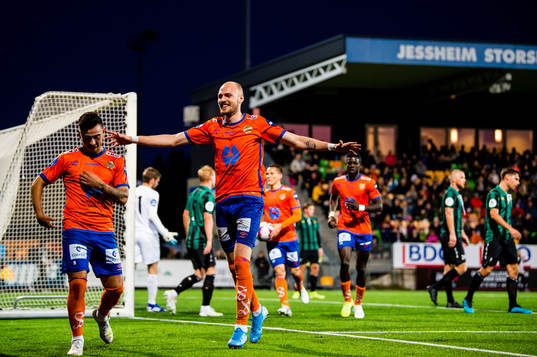 Niklas Fernando Nygaard Castro of Aalesund celebrates with
