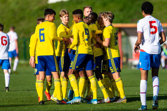 Sveriges spelare jublar