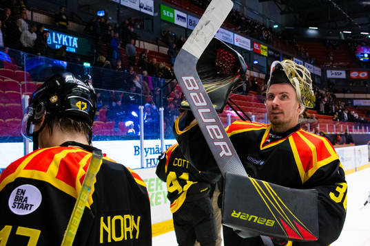 Brynäs målvakt Joacim Eriksson jublar