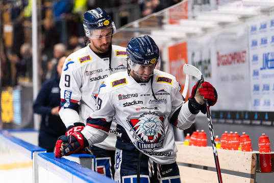 Linköpings Mikael Frycklund och Joe Whitney deppar