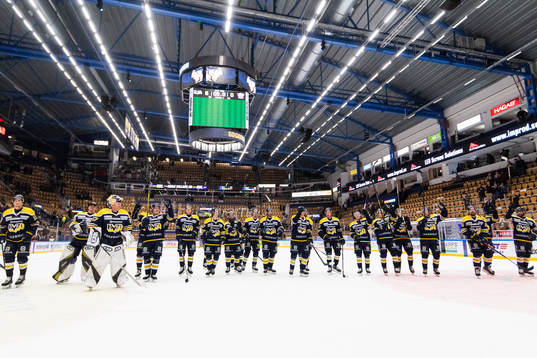 s spelare jublar och tackar fansen