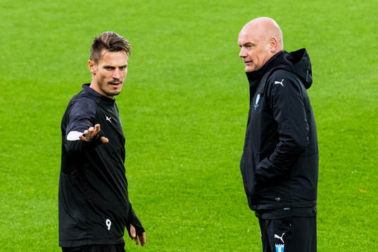 Markus Rosenberg and Uwe Rösler, head coach of Malmö FF