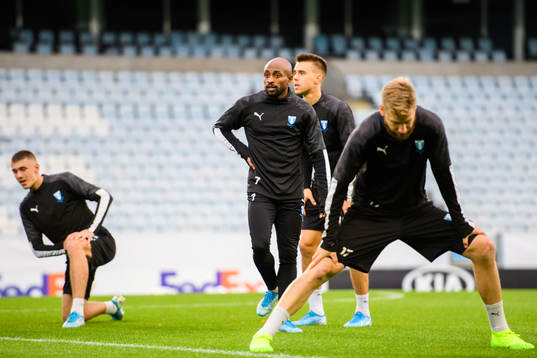 Fouad Bachirou and Jonas Knudsen of Malmö FF