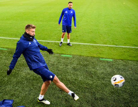 Nicklas Bendtner and Sotirios Papagiannopoulos of FC