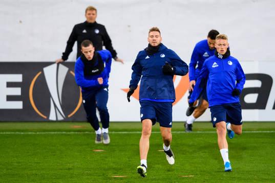 Nicklas Bendtner and Viktor Fischer of FC Köpenhamn