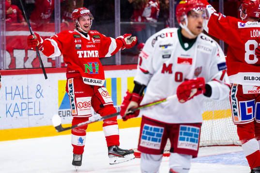 Timrås Jonathan Dahlén och Jens Lööke jublar