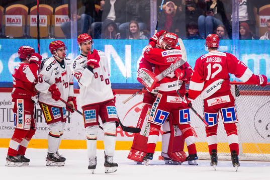 Timrås Filip Sjöberg och Christoffer Jansson jublar medan