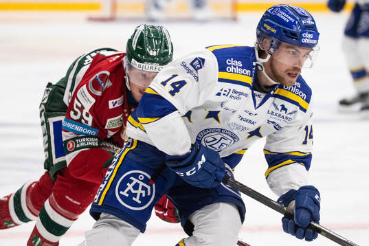 Frölundas Simon Hjalmarsson och Leksands Oskar Lang