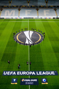 Logos for Europa League, Malmö FF and FC Köpenhamn