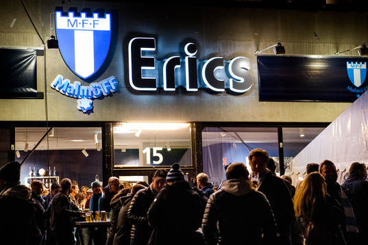Visitors outside restaurant Erics ahead the Europa league