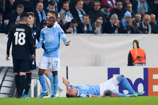 Sören Rieks of Malmö FF looks dejected
