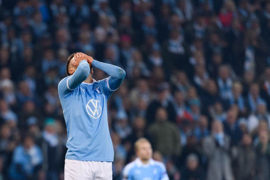 Arnor Traustason of Malmö FF looks dejected