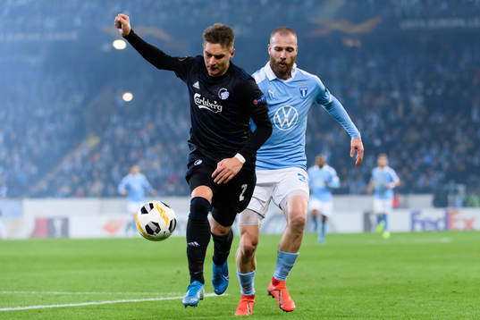 Guillermo Varela of FC Köpenhamn and Jo Inge Berget of