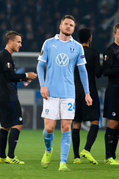 Lasse Nielsen of Malmö FF looks dejected