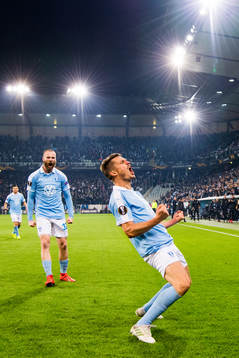 Markus Rosenberg and Jo Inge Berget of Malmö FF celebrates