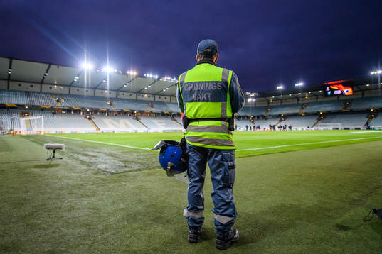 General view of a steward inside Stadion
