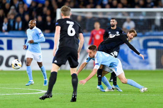 Markus Rosenberg of Malmö FF and Rasmus Falk of FC
