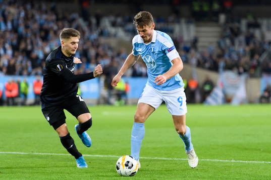 Guillermo Varela of FC Köpenhamn and Markus Rosenberg of