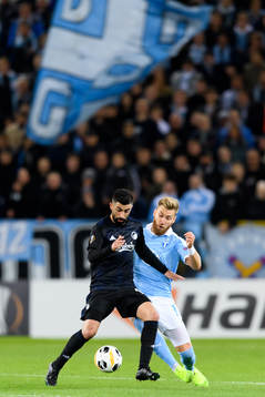 Michael Santos of FC Köpenhamn and Rasmus Bengtsson of