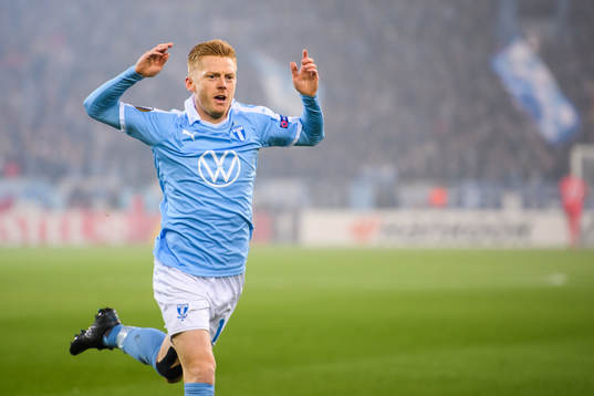 Anders Christiansen of Malmö FF reacts