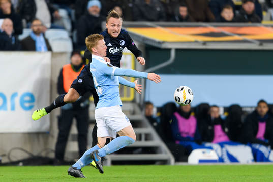 Pierre Bengtsson of FC Köpenhamn and Anders Christiansen