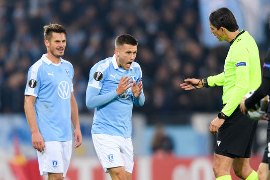 Markus Rosenberg and Arnor Traustason of Malmö FF
