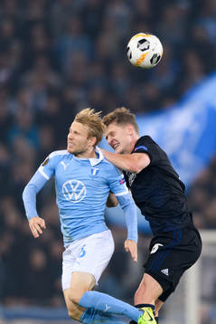 Oscar Lewicki of Malmö FF and Jens Stage of FC Köpenhamn