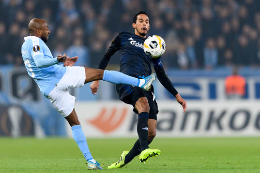 Fouad Bachirou of Malmö FF and Carlos Zeca of FC Köpenhamn