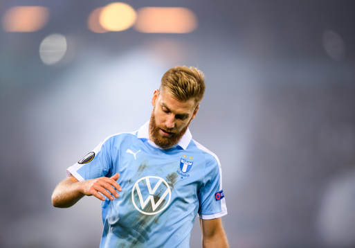 Rasmus Bengtsson of Malmö FF looks dejected