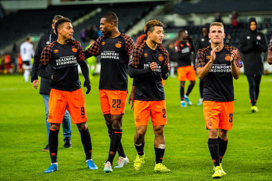 Donyell Malen, Denzel Dumfries, Ritsu Doan and Michal