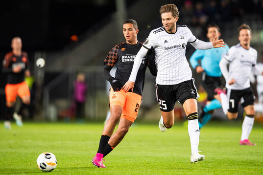 Mohammed Ihattaren of PSV Eindhoven and Marius Lundemo of