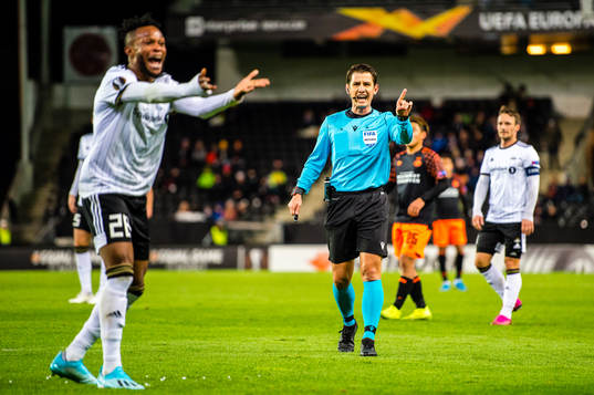 Samuel Adeniyi Adegbenro of Rosenborg reacts