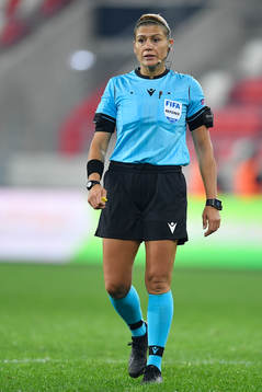 Referee Melis Ozcigdem of Turkey