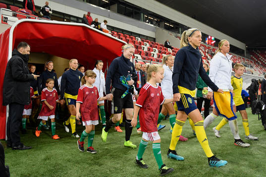 Linda Sembrant of Sweden enters the pitch