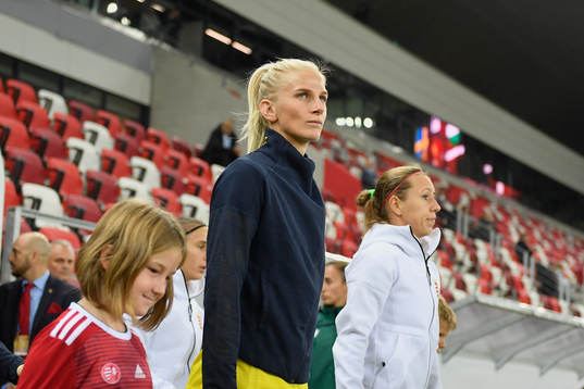 Sofia Jakobsson of Sweden enters the pitch