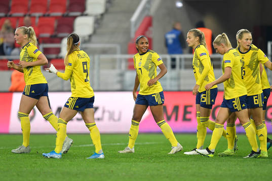 Madelen Janogy of Sweden celebrates