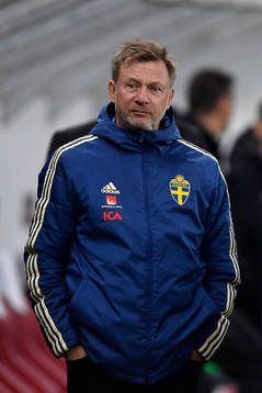 Peter Gerhardsson, head coach of Sweden reacts
