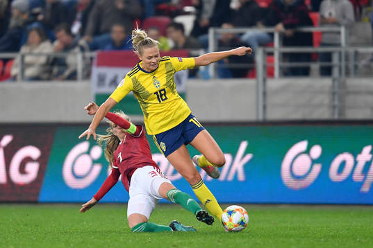 Fridolina Rolfo of Sweden vies against Henrietta Csiszar of