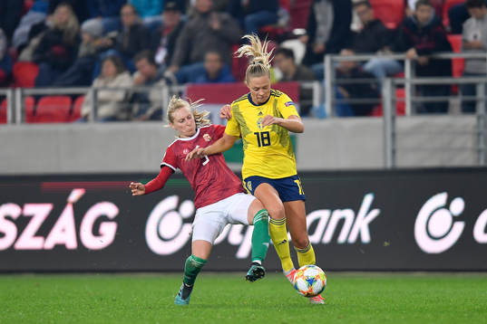Fridolina Rolfo of Sweden vies against Henrietta Csiszar of