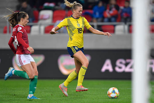Fridolina Rolfo of Sweden vies against Evelin Mosdoczi of
